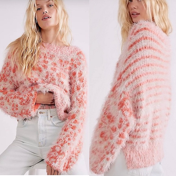 Free People Sweaters - Free People Phoebe Pullover Strawberry orange Creme Size M